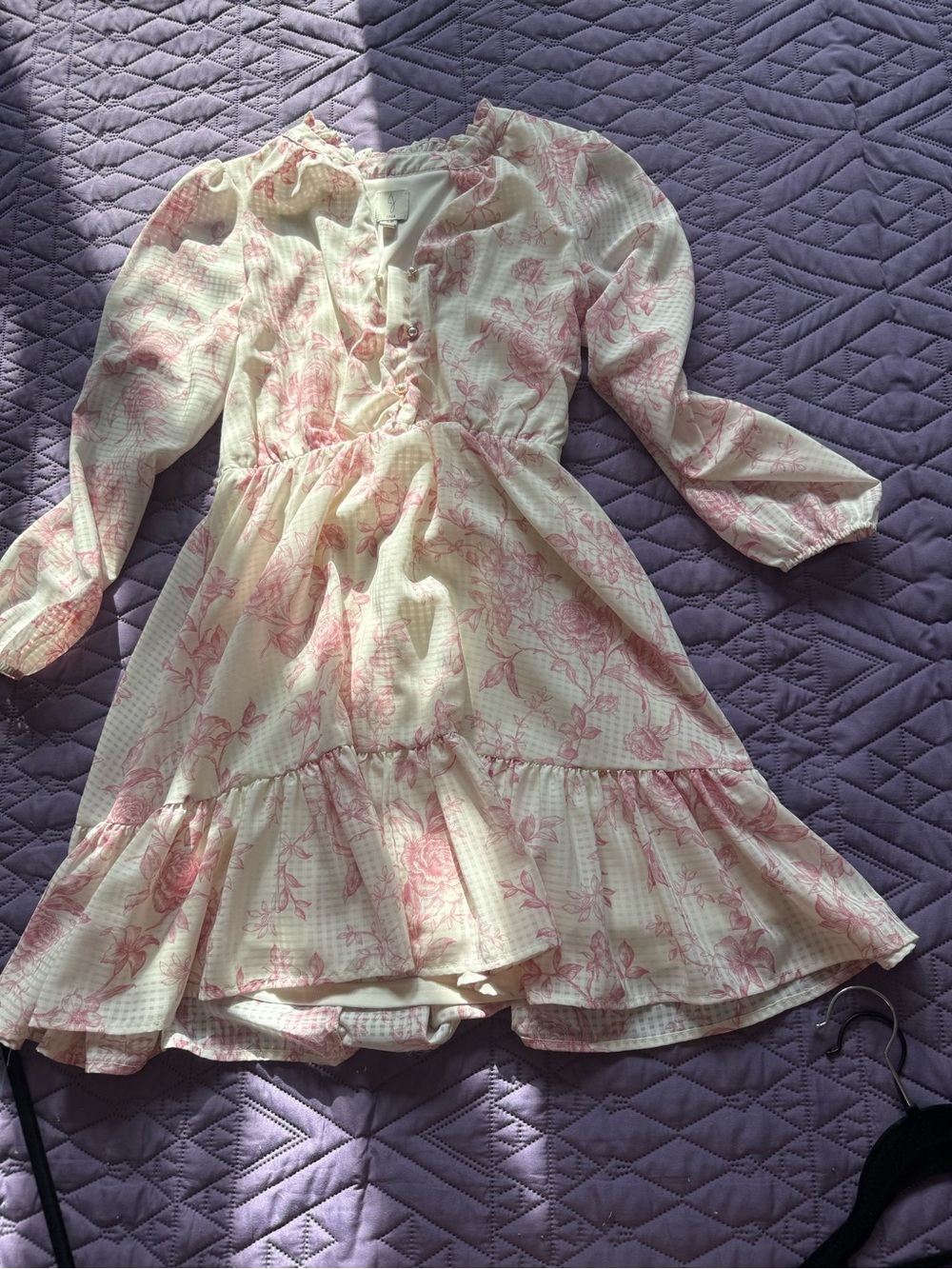 Joie Cream Mini Dress with Pink Floral Print